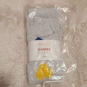 Hanna Andersson Silver Ankle Tights with Hearts